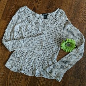 111 State Long Sleeved Tan Lace Pullover sz.LP #82